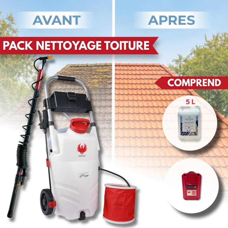 PRO SPRAYER EVO PHOENIX 1 BAT + 5,10 OU 20L ULTRA D'MOUSS + perche télescopique EVO 5.4 m