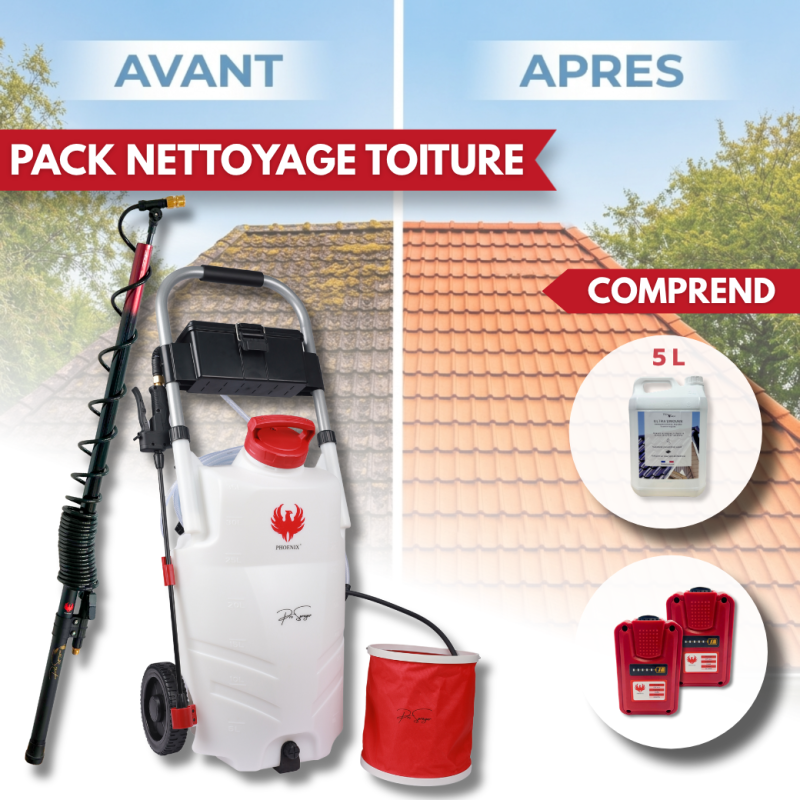PRO SPRAYER EVO PHOENIX 2 BAT + 5,10 OU 20L ULTRA D'MOUSS + perche télescopique EVO 5.4 m