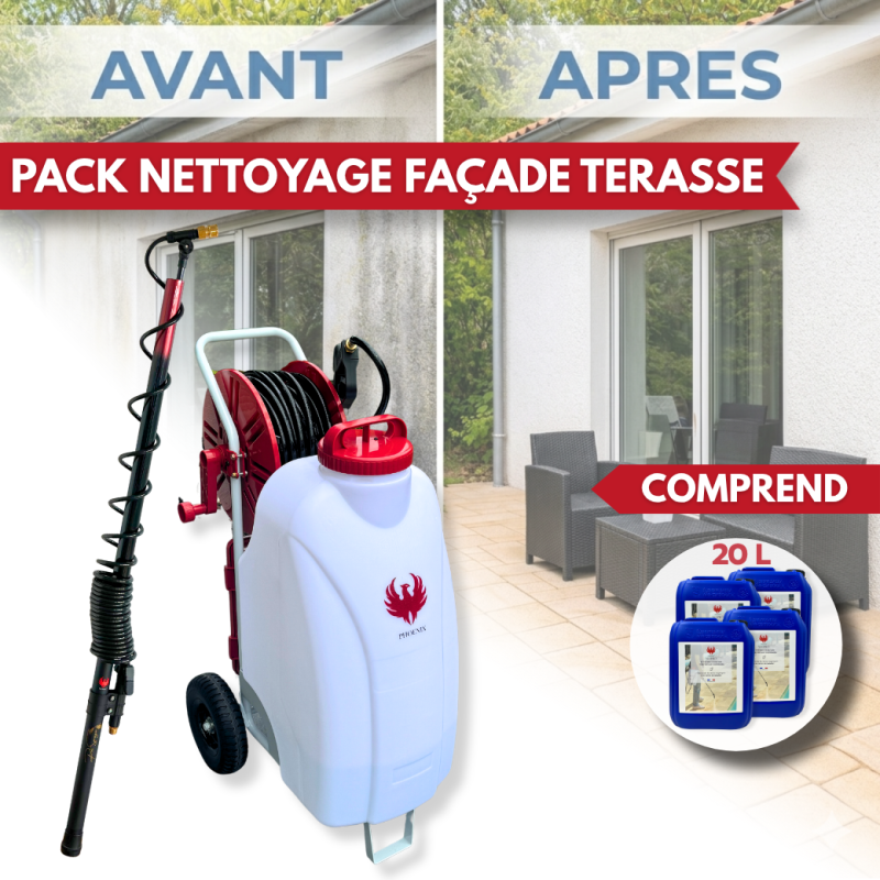 Pulvérisateur électrique GLADIATOR SPRAYER PHOENIX + Perche Télescopique 5,4 mètres + Produit Nettoyant Extérieures 20 L