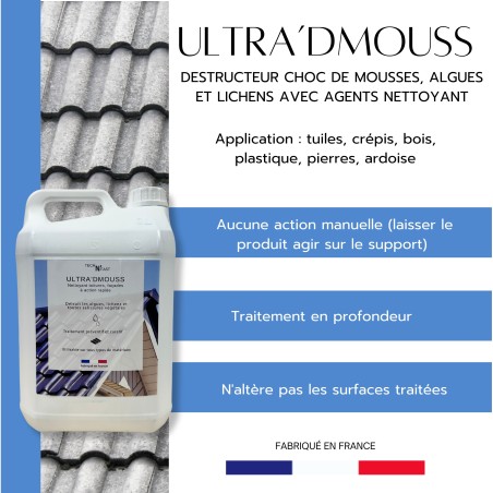 Antimousse concentré toiture, façade, terrasse ULTRA'DMOUSS