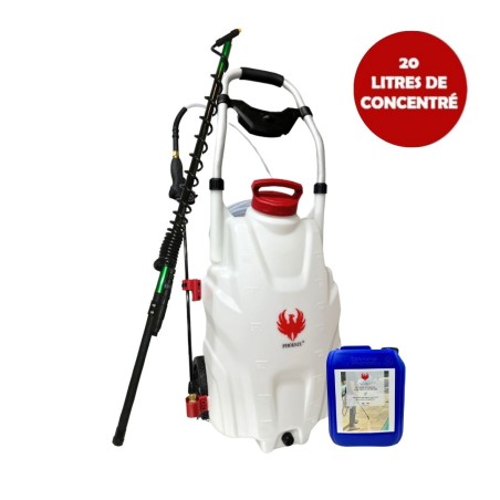 Pulverisateur électrique PHOENIX PRO SPRAYER 2 Batteries + Perche Télescopique 5,4 mètres + Nettoyant Extérieures 20 L