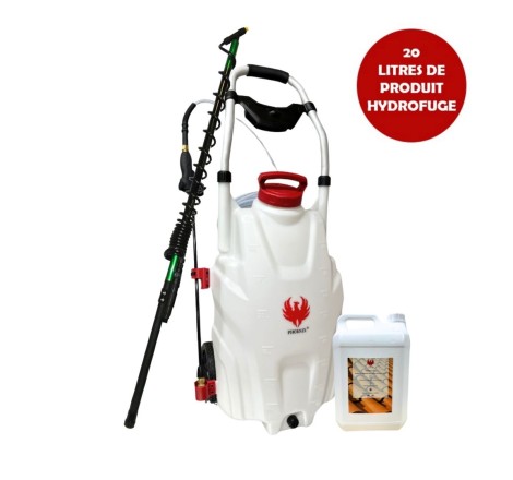 Pulverisateur électrique PRO SPRAYER PHOENIX Version 2 Batteries + Perche Télescopique 5,4 mètres + Hydrofuge 20 L